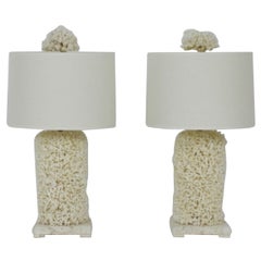 Pair of Bulbous Lace Coral Table Lamps