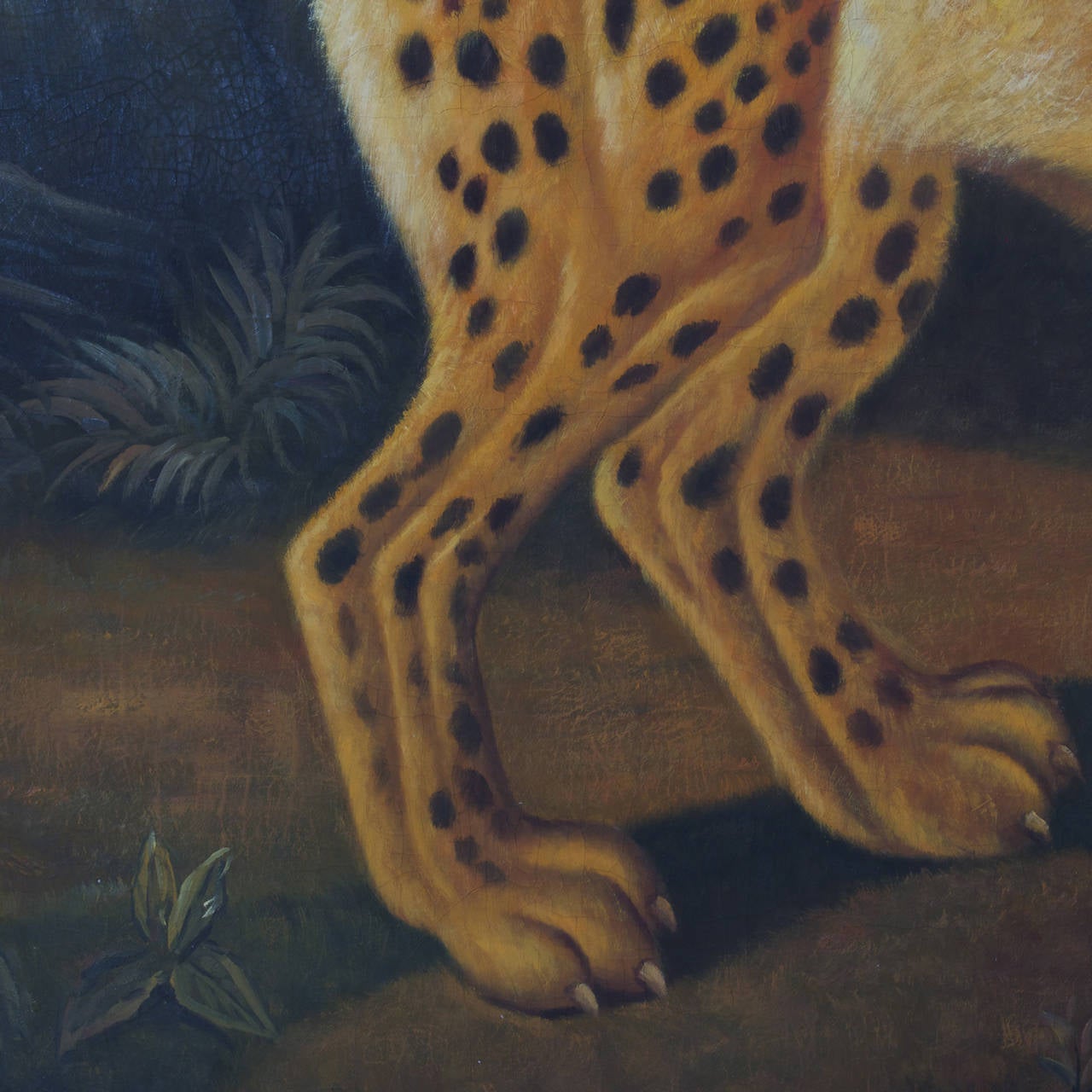 American Large Oil Painting of a Cheetah Signed Reginald Baxter