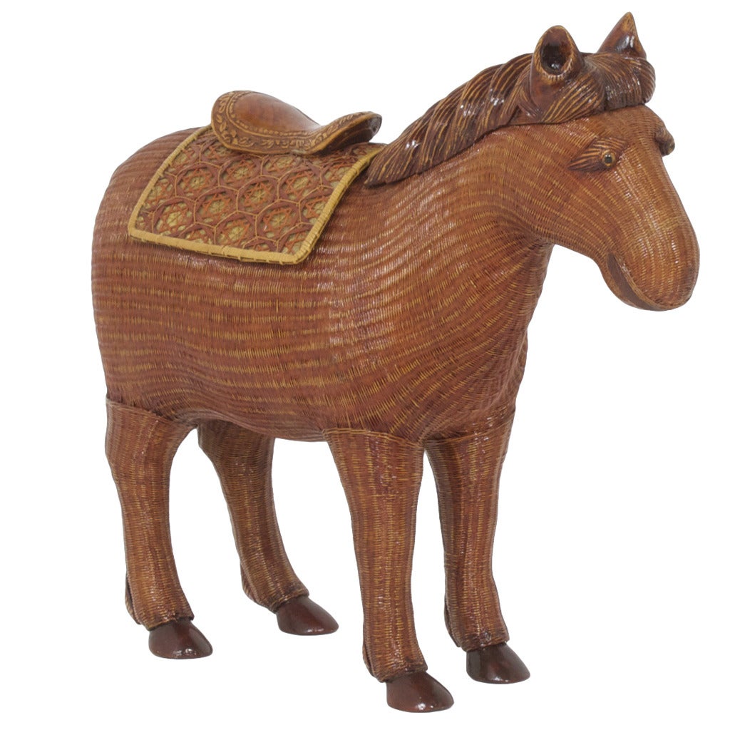Woven Wicker Horse or Donkey at 1stdibs