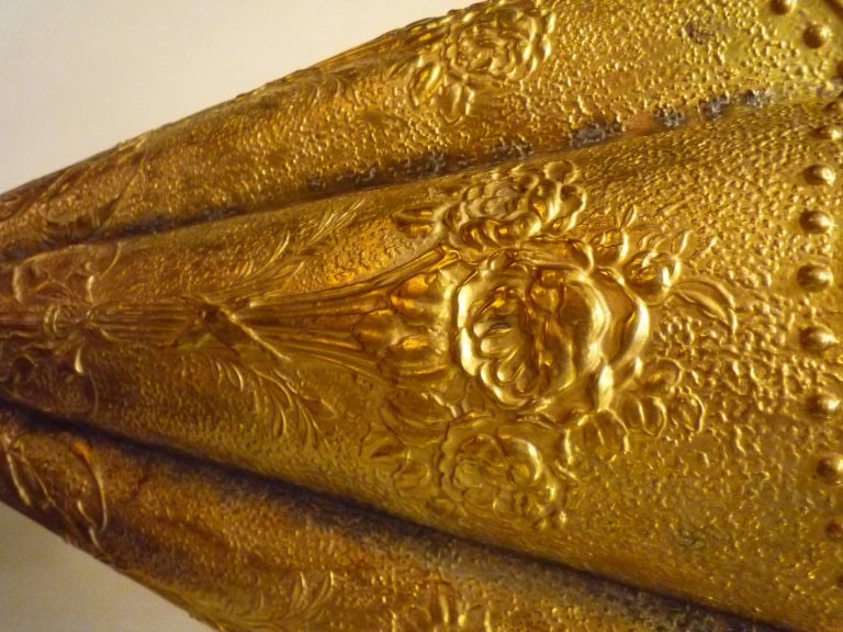 A well detailed embossed brass 2 piece umbrella stand.<br />
<br />
Please visit our website at www.fshenemaderantiques.com .