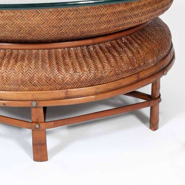 Round Asian Tea Basket Cocktail or Coffee Table In Excellent Condition In Palm Beach, FL