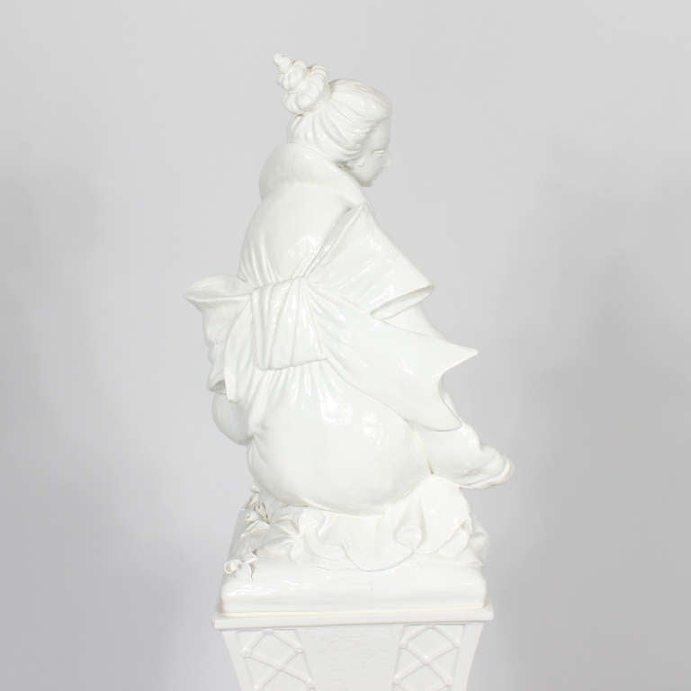 Large Porcelain Chinoiserie Female Figure on Base 3