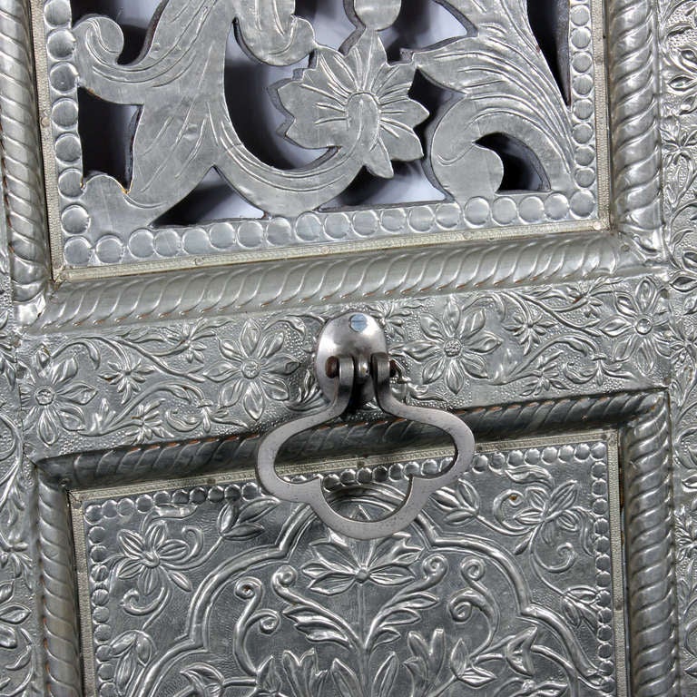 Mid-20th Century A Pair of Indian Silver Plated Faux Shutter Door Panels