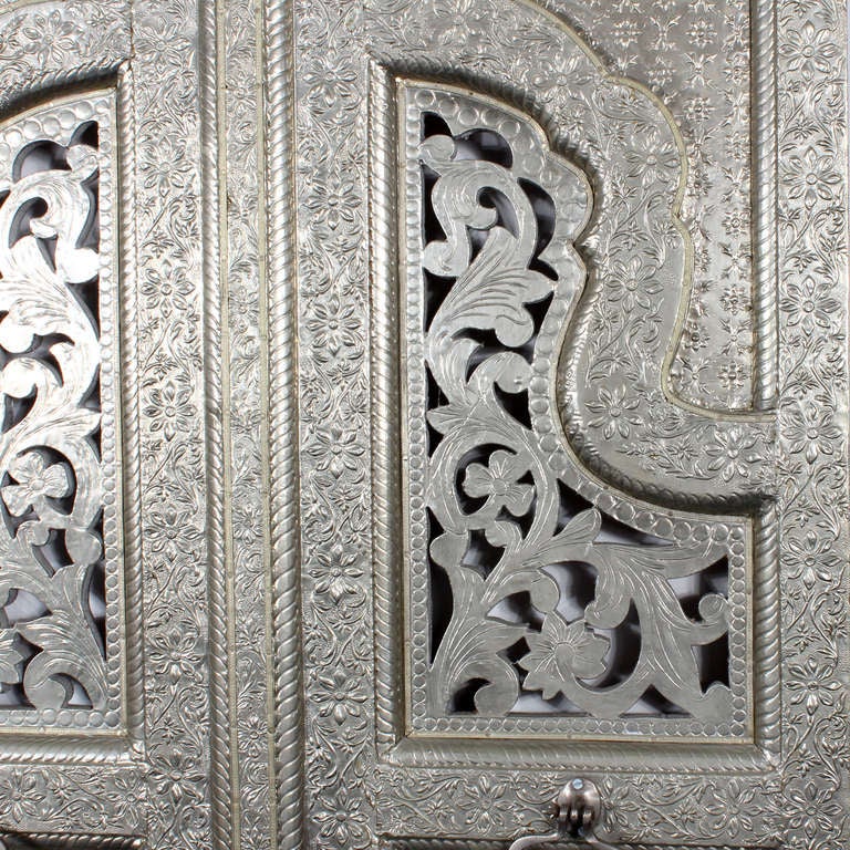 A Pair of Indian Silver Plated Faux Shutter Door Panels 2