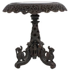 19th Century Intricately Carved Anglo-Indian Occasional Table