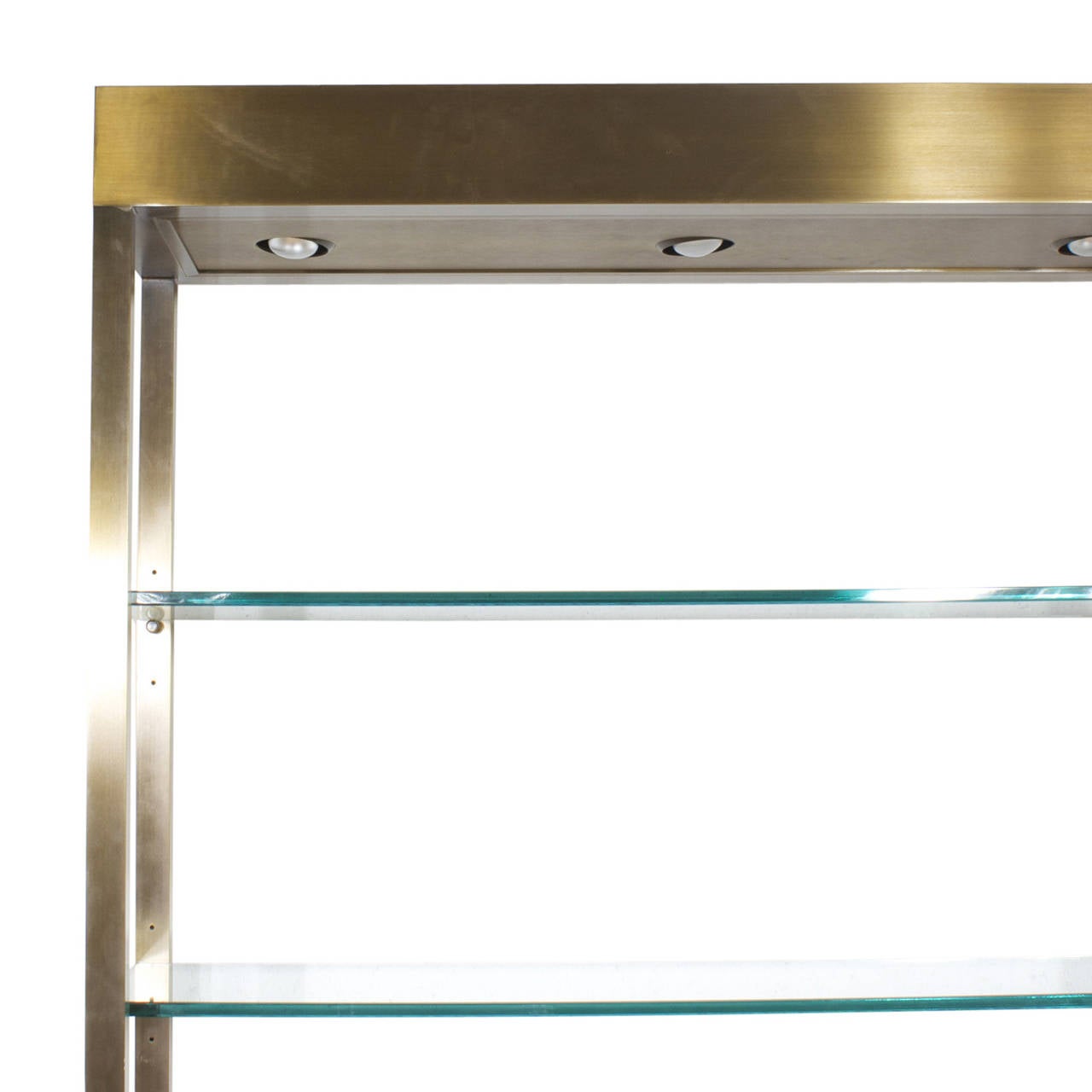 Midcentury Brass and Glass Etegere In Excellent Condition In Palm Beach, FL