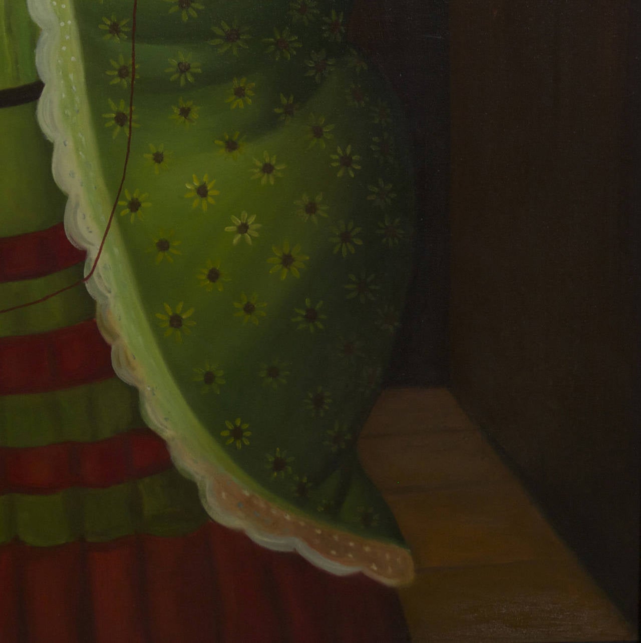 Large Acrylic Painting of Woman Smoking in the Manner to Botero 1