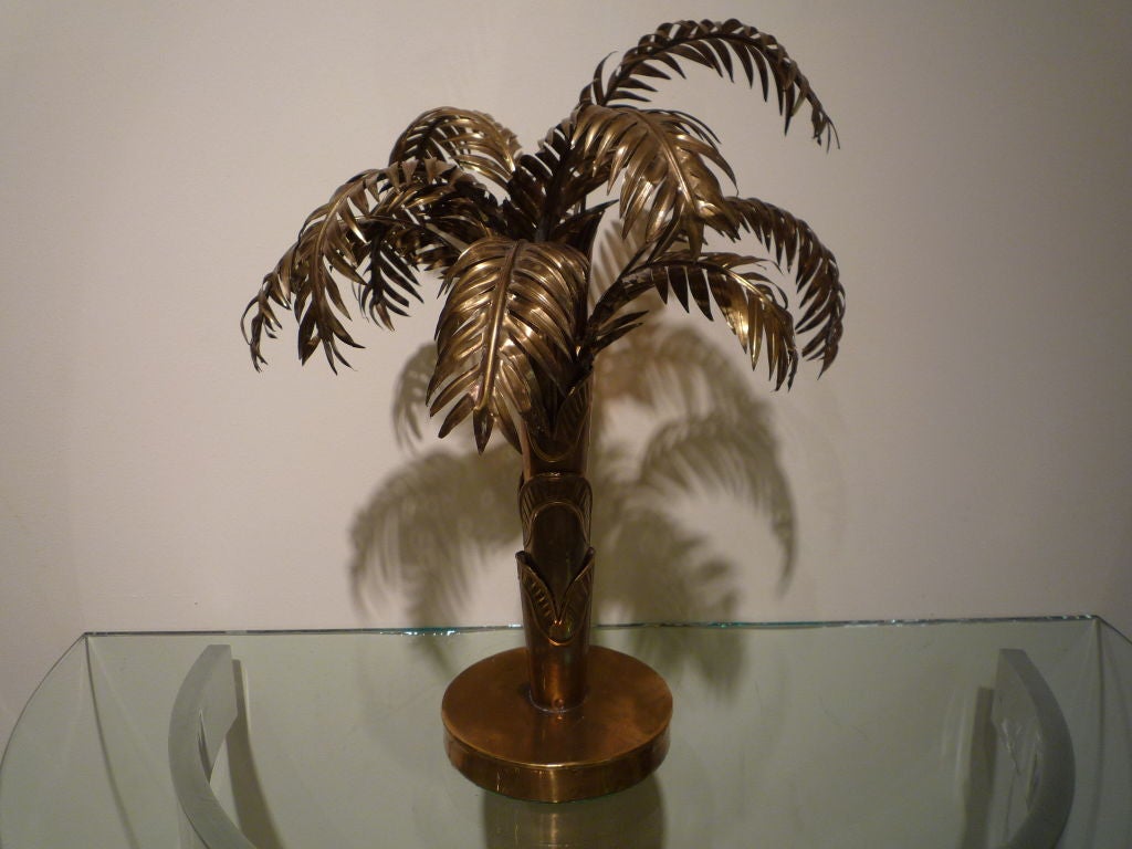 Banana and coconut palm brass sculpture. Each leaf and stem part are removable, the fronds can be placed in many different configurations. Sold individually.<br />
<br />
Please visit our website at www.fshenemaderantiques.com .