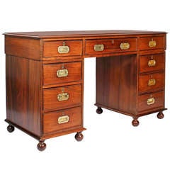 19th Century Three-Part Tropical Hardwood Campaign Desk