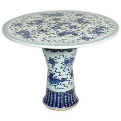 Rare Large Chinese Export Blue and White Round Table