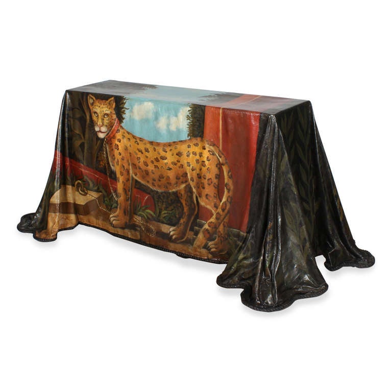 American Leopard Painted Console or Center Table