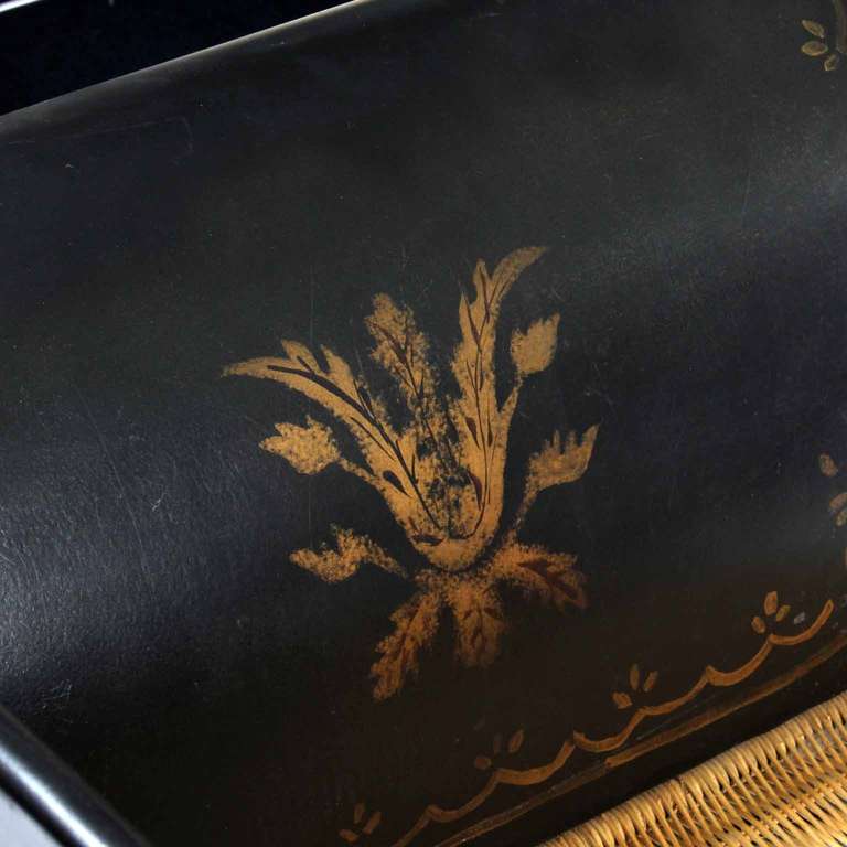 Black Tole Painted Chippendale Style Settee 3