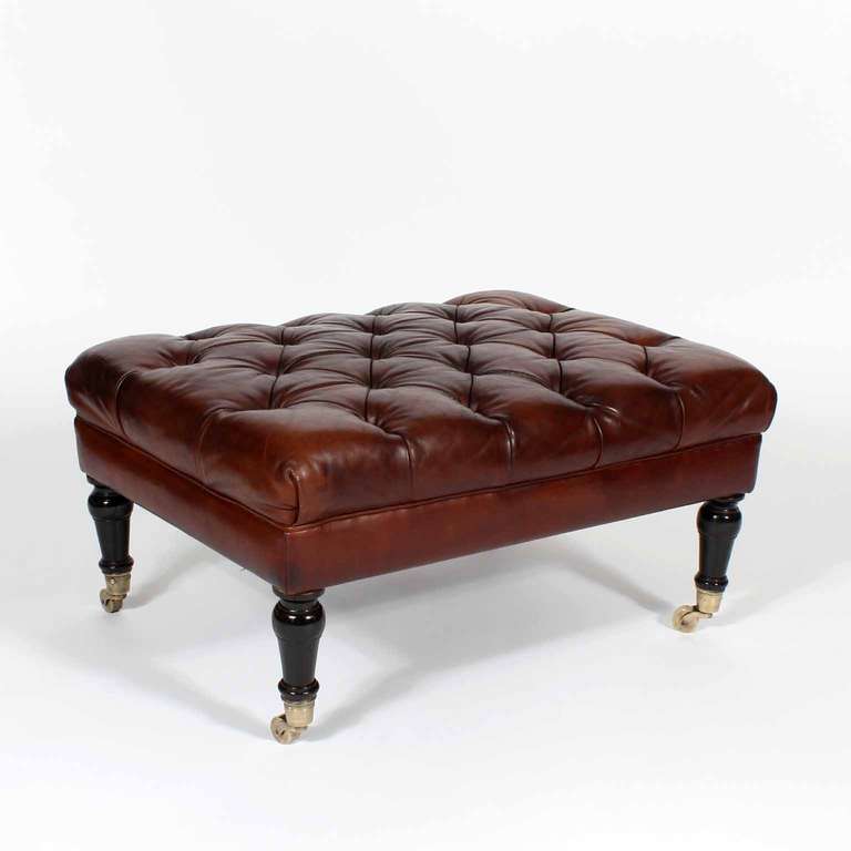 tufted leather bench ottoman