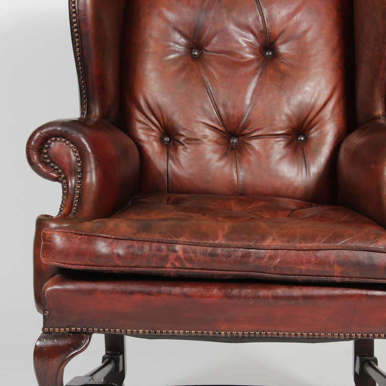 high back tufted leather chair