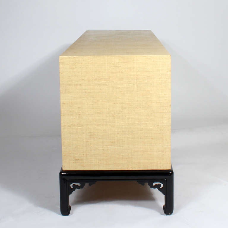 Modern Asian Style Cloth Wrapped Sideboard or Credenza In Excellent Condition In Palm Beach, FL