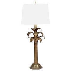 Tall Brass Stylized Palm Tree Lamp