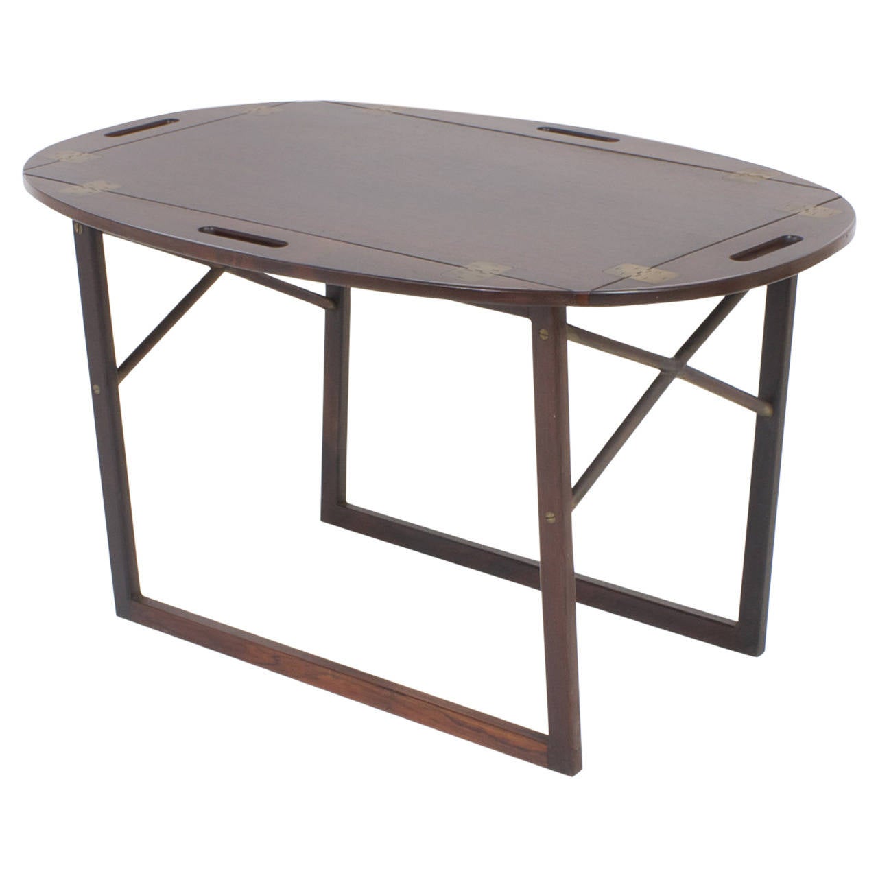 MidCentury Rosewood Tray on Stand or Cocktail Table For Sale at 1stdibs