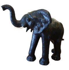 Large Mid-Century Black Leather Elephant