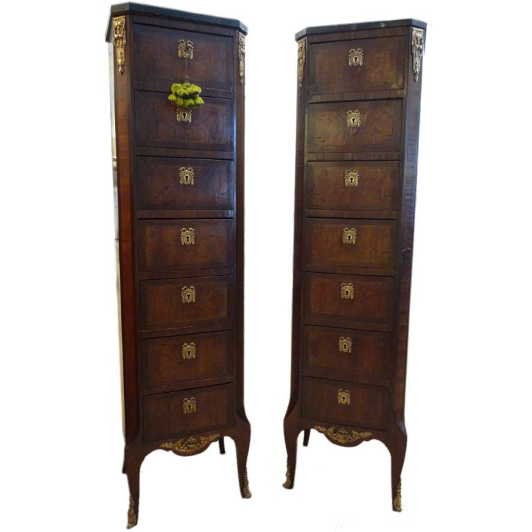 Pair of Late 19th Century Lingerie French Chests or Semainier