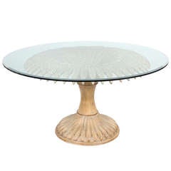 Round Carved and Limed Italian Palm Tree Dining Table Round Carved and Limed Italian Palm Tree Dining Table
