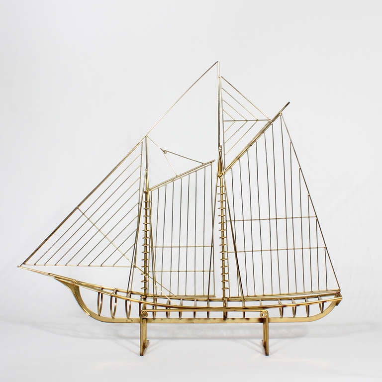 Brass Sail Boat or Ship Model Signed Jere 1976