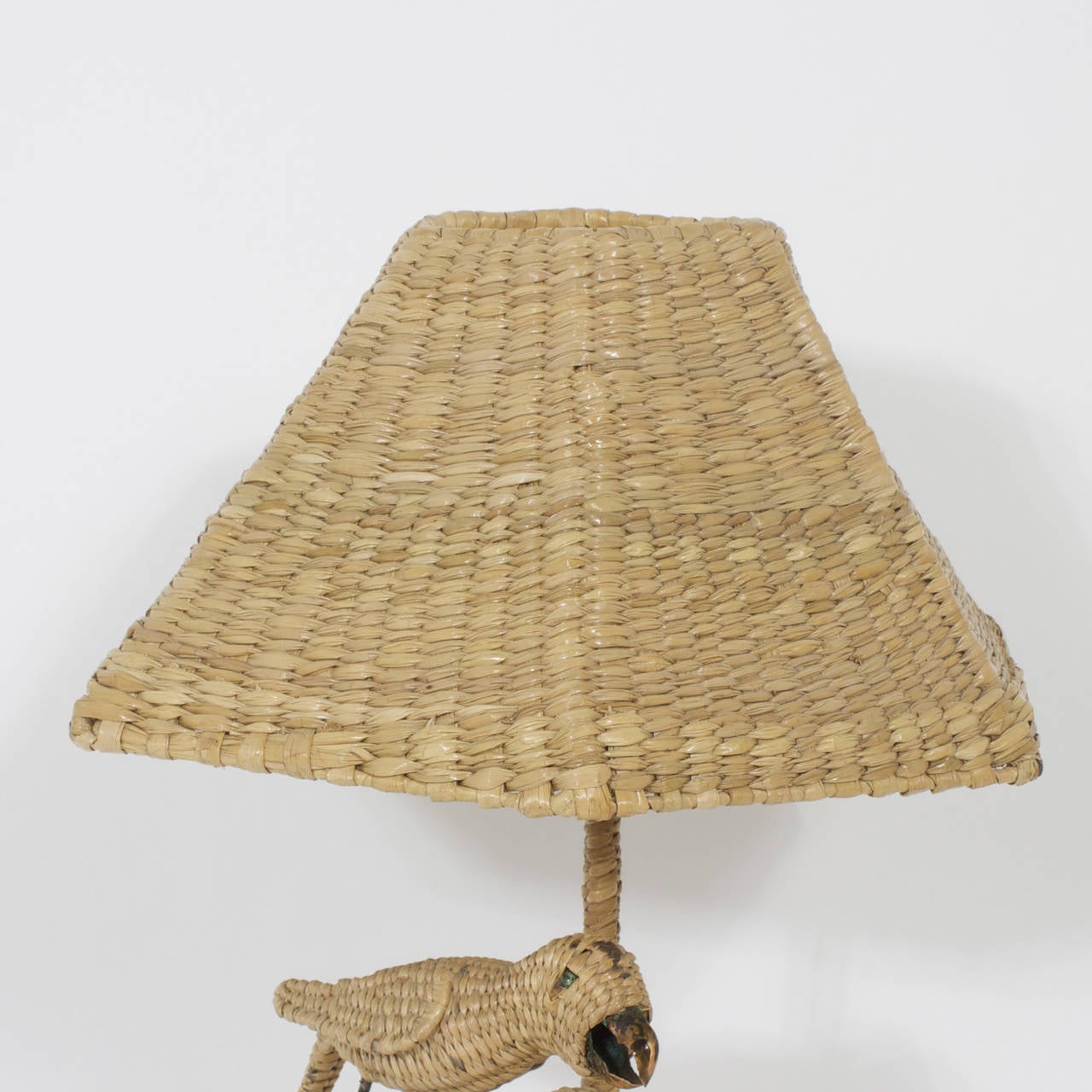 Mario Torres Wicker Table Lamp At 1stdibs Playful Wicker Table Lamp By Mario Torres Featuring Two Parrots With Brass Beaketal
