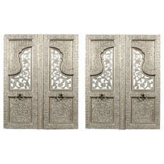 Vintage A Pair of Indian Silver Plated Faux Shutter Door Panels