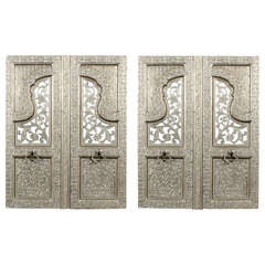 A Pair of Indian Silver Plated Faux Shutter Door Panels