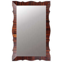Large Tropical Hardwood Scalloped Rectangular Mirror