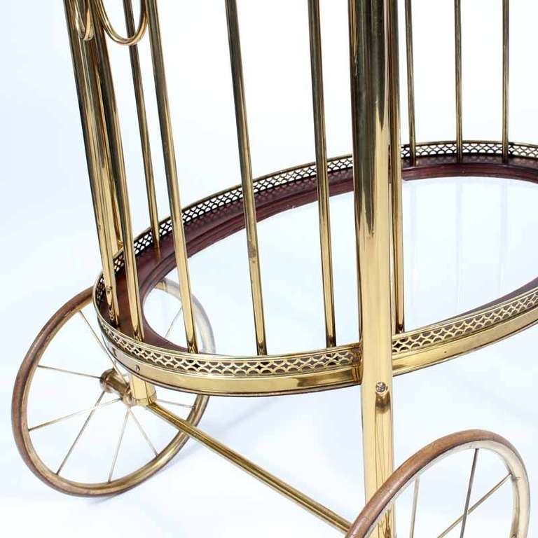 Mid-20th Century Brass Tea Cart or Serving Trolley