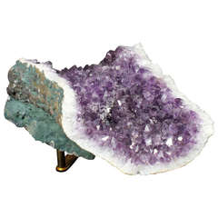 Amethyst Geode on Tri-Peg, Gold-Plated Stand