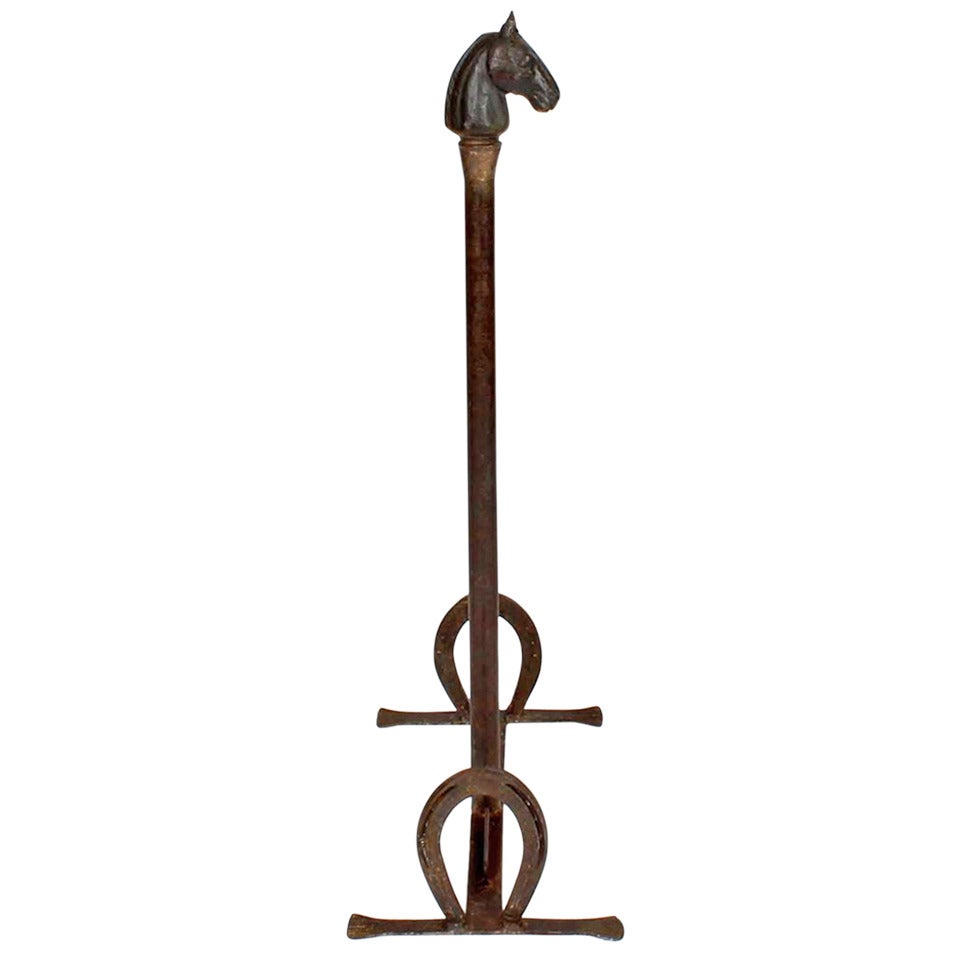 Cast and Forged Iron Horse Head and Horse Shoe Boot Scraper