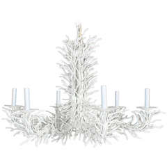 Large White Six Arm, Faux Coral Iron Chandelier