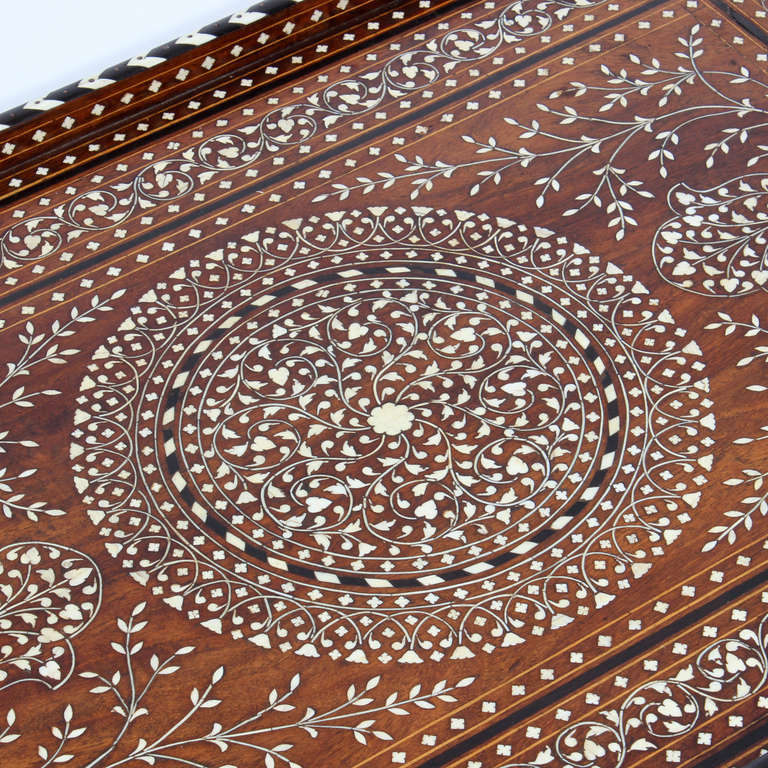 Large Inlaid, Bone and Ebony, Anglo-Indian Rosewood Tray 1
