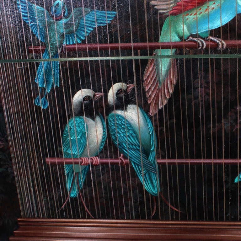 bird in cage painting