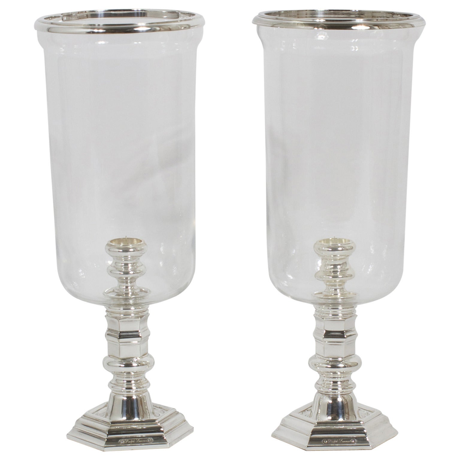 Pair of Ralph Lauren Hurricane Candleholders