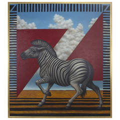 Large Acrylic Zebra Painting on Canvas 7
