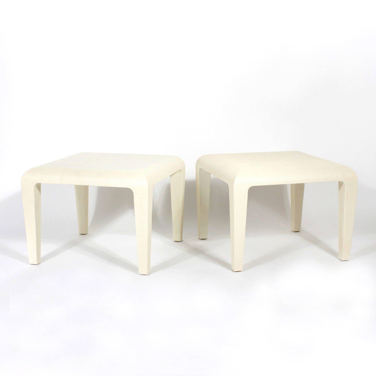 Midcentury White Lacquered Harrison Van Horn End Tables