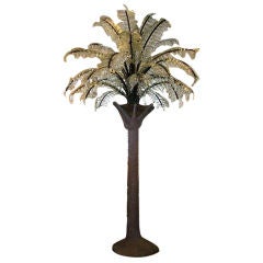 Énorme lampadaire palmier à feuilles de verre