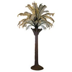 Vintage Huge Glass Frond Palm Tree Floor Light