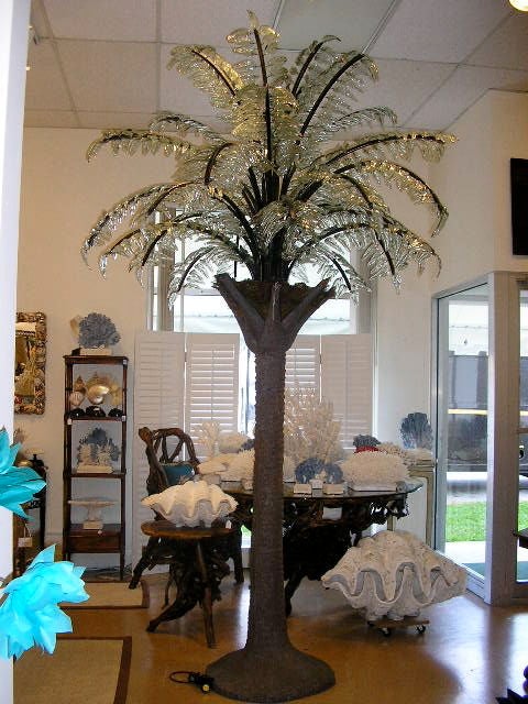 Huge Glass Frond Palm Tree Floor Light 1