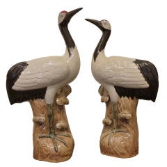 Pair of large Chinese Export Cranes