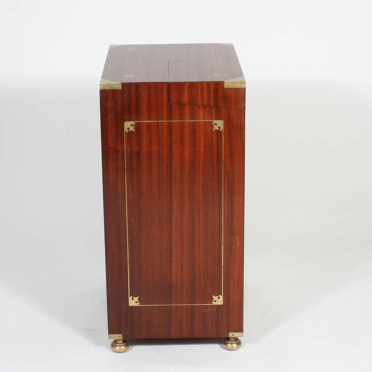 Brass Inlaid Mahogany Campaign Secretary Chest 4