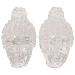 Pair of High Quality Lucite Buddha Heads