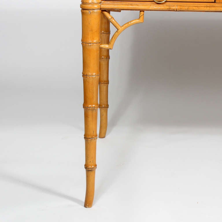 Three Drawer, Faux Bamboo Kick Leg Desk by Baker 1