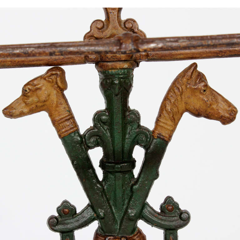 20th Century Cast Iron Terrier Dog Umbrella Stand in Old Paint