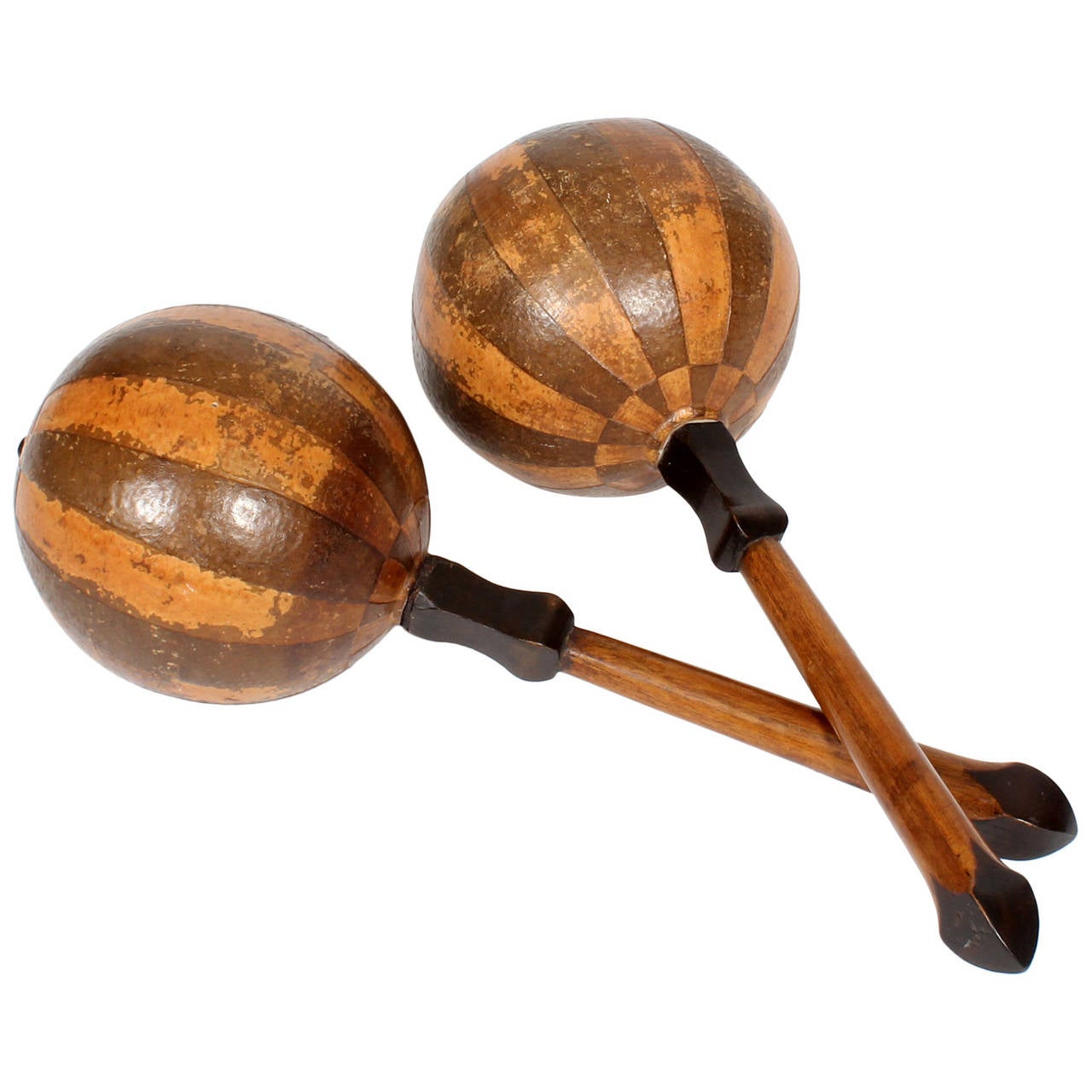 Pair of Carved Coconut West Indian Maracas at 1stdibs