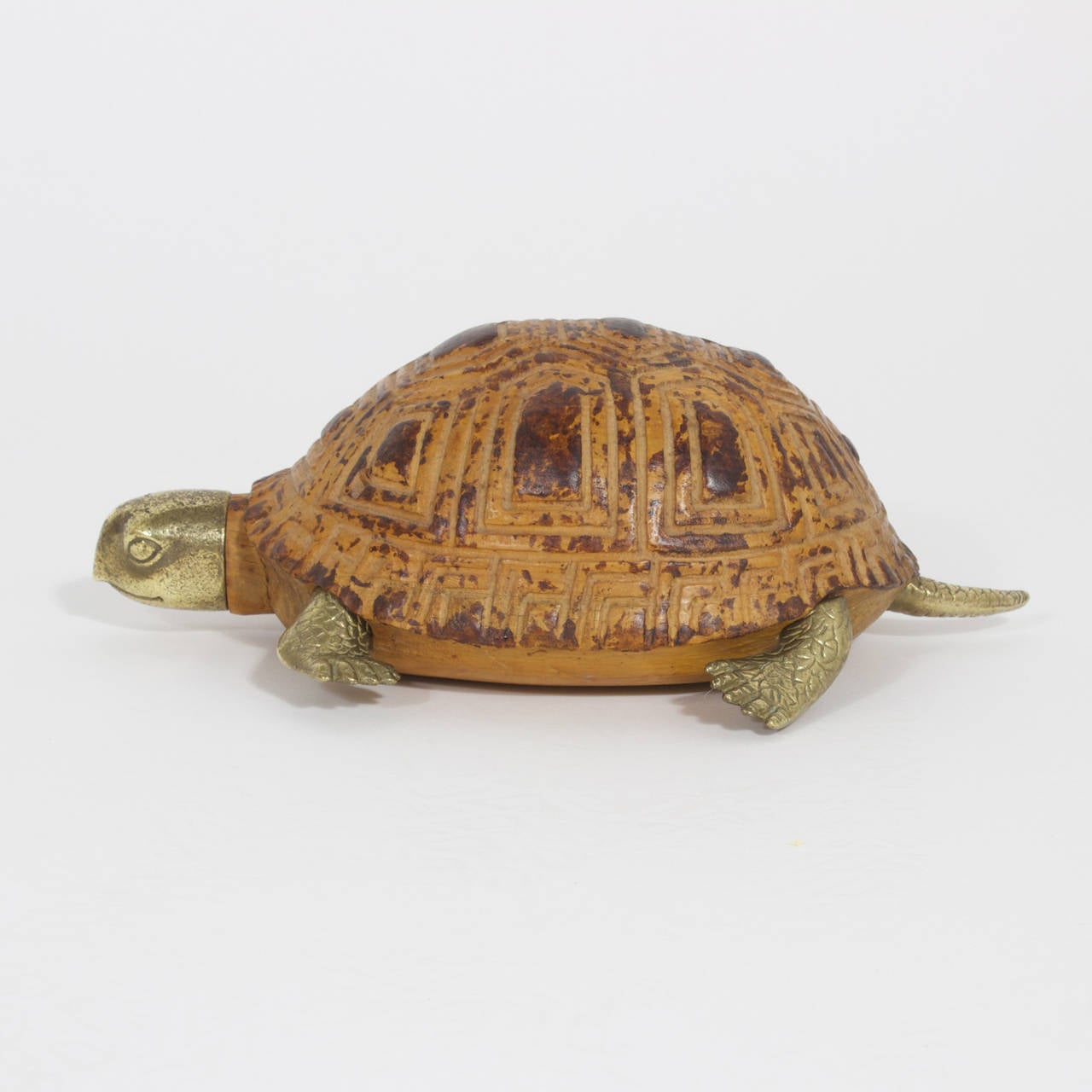 American Sarreid Brass and Wood Turtle