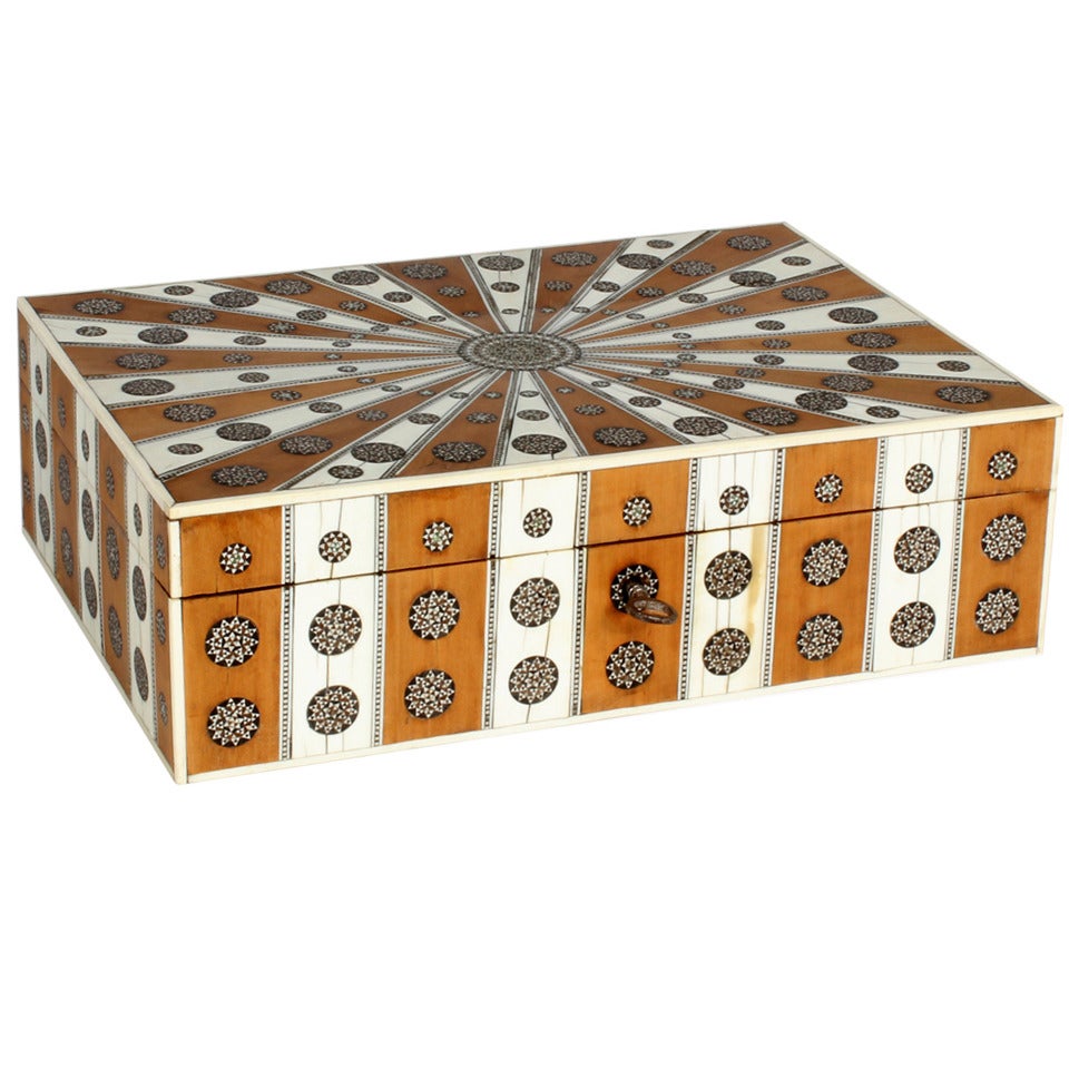 Anglo Indian Sadeli, Ivory and Sandalwood Inlaid Box