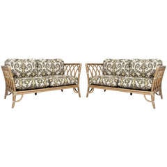 A Pair of McGuire Rattan Settees